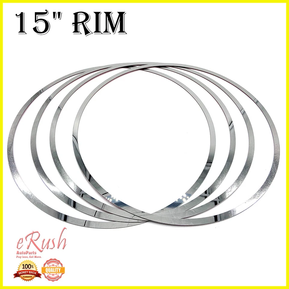 Juego de tapacubos de rueda de llanta plana universal de placa de acero para adornos cromados 15" Foto 1 de 4