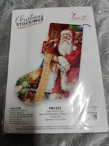 Nuevo kit de punto de cruz hágalo usted mismo medias de Navidad Luca-S Santa - Imagen 1 de 4