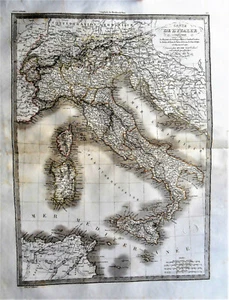 1827 Original Geographische Gravur. ITALIEN, Umfassend, KÖNIGREICH SARDINIEN..Etc.LAPIE - Bild 1 von 2