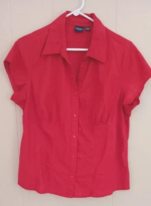 SONOMA XLarge Dark Red Short Sleeve Point Collared Short Sleeve Blouse - Picture 1 of 8