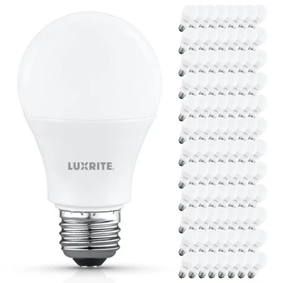 Luxrite A19 LED Light Bulb 8W=60W 5000K 800LM E26 Damp Rated ETL Listed 96-Pack - Image 1 of 4