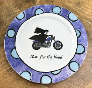 SISTER MARY Set of 3 Salad Plates 8.5" Santa Barbara Jill Seale Nun For The Road - Picture 1 of 7