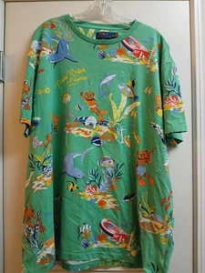 POLO RALPH LAUREN Mens T-SHIRT Preppy Bear Ocean Scuba Swimming GREEN Size XXL - Picture 1 of 4