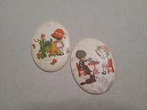 Vintage 60s Wall Plaques Set Handmade Decoupage Chalkware 4X5.25" - Picture 1 of 7