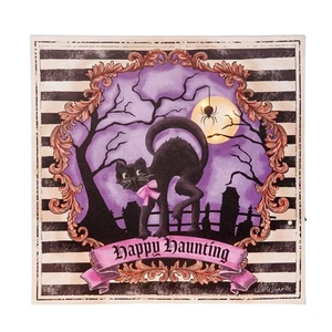 Happy Haunting Black Cat With Spider Light-Up Led Halloween Wall Art Decor - Bild 1 von 3