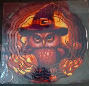 Owl Halloween Wind Spinner 8" with Hook Metal New - Picture 1 of 1