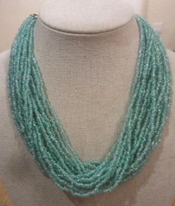 Collar Multi Hilo Color Turquesa Vidrio Semilla Cuentas Nuevo Con Etiquetas - Imagen 1 de 3