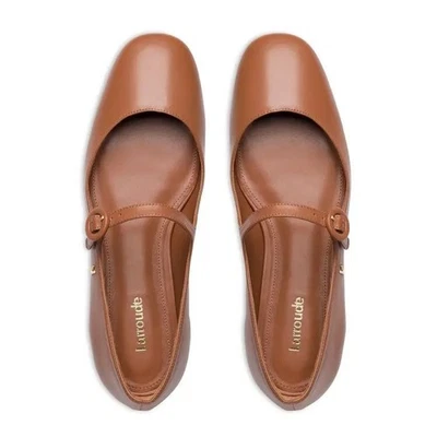 Larroude Blair Mary Jane Ballet Pisos Talla 8 Cuero Marrón Caramelo NUEVO $315 Foto 1 de 4