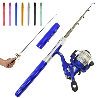 38inch Telescopic Mini Portable Pocket Aluminum Alloy Fishing Rod Pen Reel Combo - Image 1 of 4