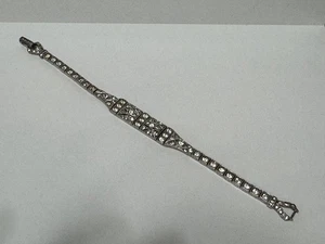 Sterling Silver Art Deco Signed Otis Rhinestone Bracelet 7” - Picture 1 of 8
