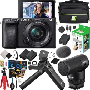 Sony a6400 Mirrorless Camera + 16-50mm Lens + ACCVC2 Vlogger Tripod & Mic Bundle - Picture 1 of 10