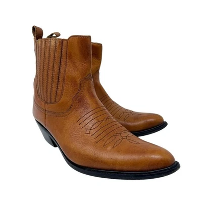 Botines occidentales vintage de cuero marrón coñac para hombre talla 9,5 hechos en Brasil Foto 1 de 4