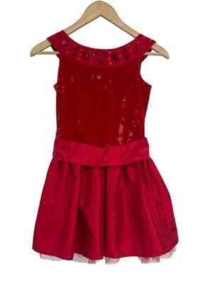 American Girls Red Jeweled Neck Satin Special Occasions Dress Size 8 Christmas  - Image 1 of 4