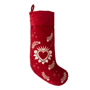 Medias de Navidad Elizabeth Scarlett Terciopelo Bordado XL - Sagrados Corazones Nuevas con Etiquetas - Imagen 1 de 6