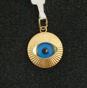 Colgante oro 18k 750 mls . Ojo turco 13 mm. - Imagen 1 de 5