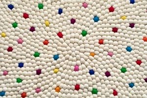 Add a Pop of Color to Your Space with Our Handmade Polka Dot Rainbow Wool Carpet - Picture 1 of 11