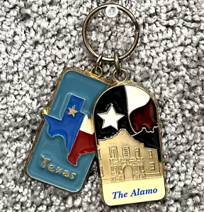 2 Metal Texas The Alamo Gold Tone Keychain Lot Lasting Memories USA Souvenir vtg - Picture 1 of 7