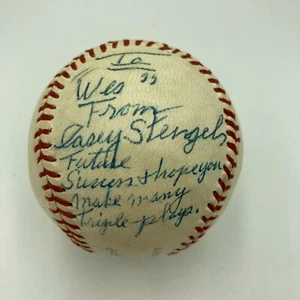 Casey Stengel Single Signed 1950's Baseball "Make Many Triple Plays" JSA COA - Picture 1 of 7