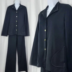 Vintage JCPenney Black Button Down Top w Matching Xtra Long Pants Size S? - Picture 1 of 19