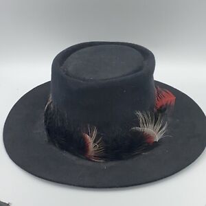 John B Stetson Company Black with Feathers 3X Beaver Hat Size 7