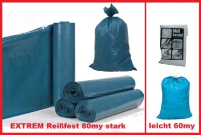 >>TOP<< Müllsäcke Müllbeutel extra stark reißfest 120L 700x1100 blau 60 od. 80my - Bild 1 von 4