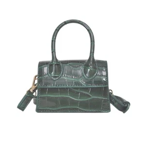 Mini grün Krokoprägung Polyurethan Leder wandelbare Schulter & Handtasche - Bild 1 von 4