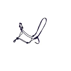 Caballo Halter Cuerda Anudada Tirador Lateral Nuevo Todo Negro Ajustable HHAFA510 - Imagen 1 de 6