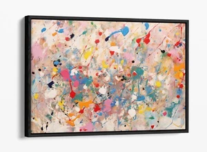 ABSTRACT POLLOCK MONET STYLE PAINTING -FLOAT EFFECT FRAMED CANVAS WALL ART PRINT - Picture 1 of 12