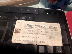 mini assegno circolare pagherò Banca Popolare di Novara Lire Cento 1976 - Foto 1 di 1