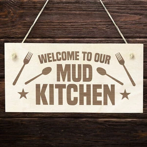 Mud Kitchen Accessories Welcome Mud Kitchen Sign Home Signs Garden Outdoor - Picture 1 of 6