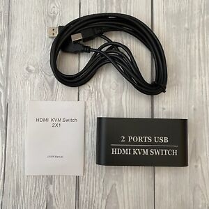 2 Port USB HDMI KVM Switch Multi-Computer 2-In 1-Out With Manual - Black