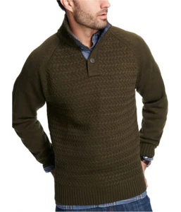Weatherproof Vintage Men's Basket-Stitch Button Sweater, Military Olive, Medium - Picture 1 of 1