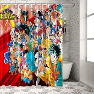 My Hero Academy Shower Curtain /4PCS Set /Non-Slip Rug+Bath Mat+Toilet Lid Cover - Picture 1 of 4