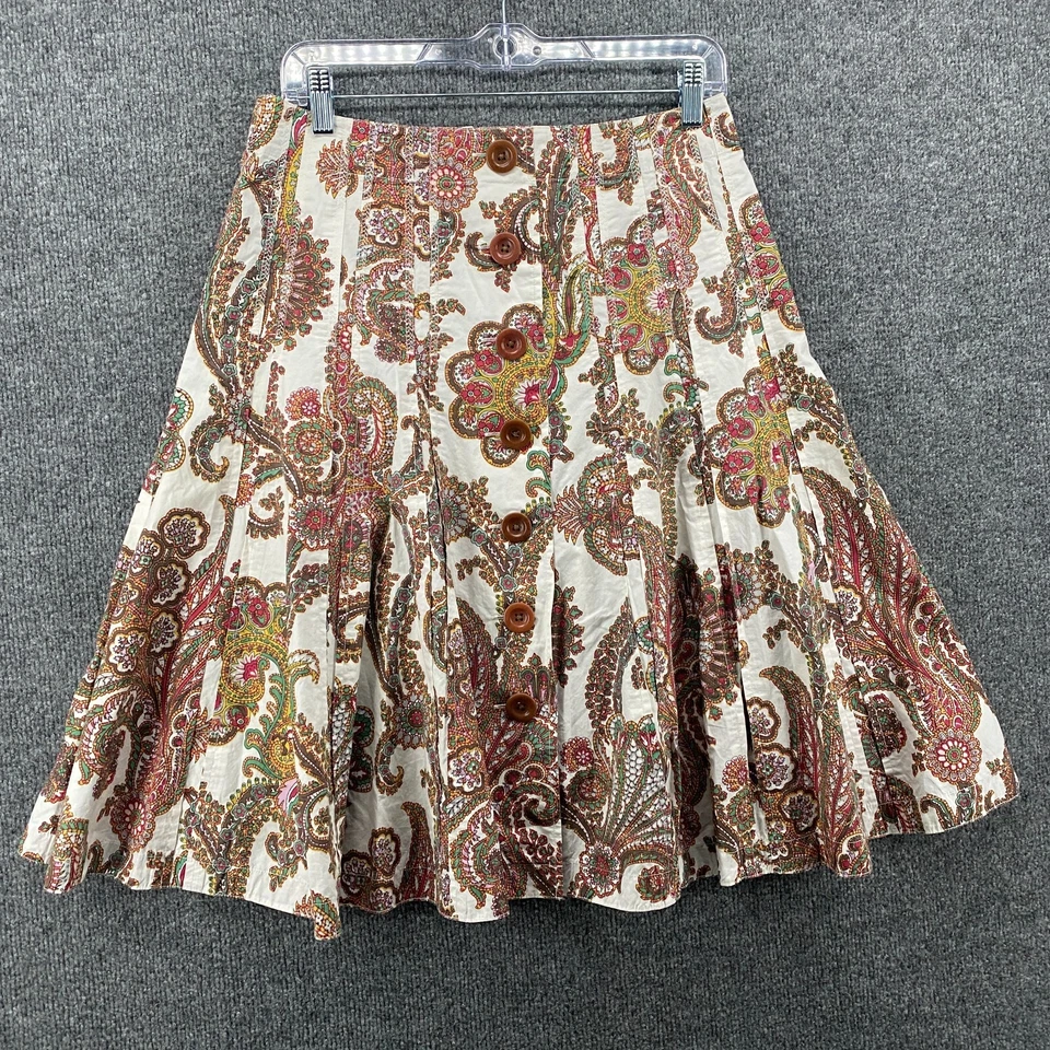 Cabi Skirt Womens 4 Paisley Front Button Mid Rise Flare Flowy Gypsie Hippie Boho - Image 1 of 4