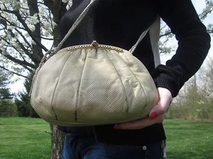 JUDITH LEIBER RICH CREAM GEMS KARUNG LIZARD LEATHER SHOULDER CLUTCH EVENING BAG - Picture 1 of 8
