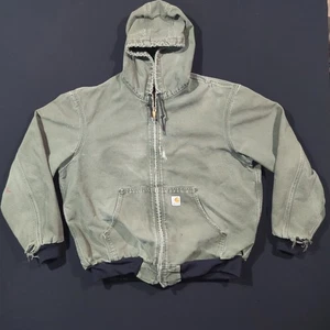 Carhartt J131 GRN XL Mens Green Hooded Chore Coat Quilt Lining - Picture 1 of 24