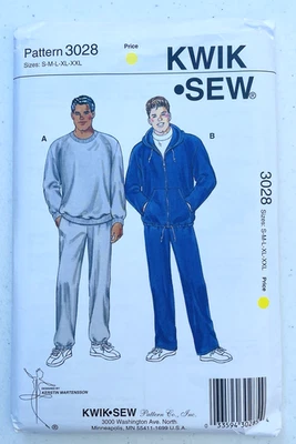 Kwik Sew Sewing Pattern 3028 Mens Sweatshirt Pants Stretch Knit Sealed Uncut - Image 1 of 4