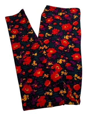 Leggings LuLaRoe TC Alto Curvilíneo OTOÑO VERDE AZULADO FLOR RAYAS Coloridos Envío RÁPIDO Foto 1 de 4