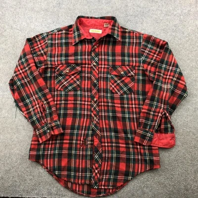Vintage JP Austin Shirt Mens Large Red Black Tartan Flannel Workwear Tartan - Image 1 of 4