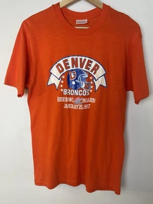 Camiseta De Colección Denver Broncos Super Bowl XXI Rose Bowl Pasadena Talla L Puntada Única Foto 1 de 4