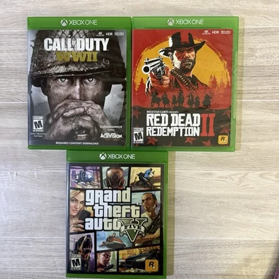 Xbox One Game Bundle (3) - Red Dead Redemption II, Grand Theft Auto V, COD WWII - Image 1 of 4