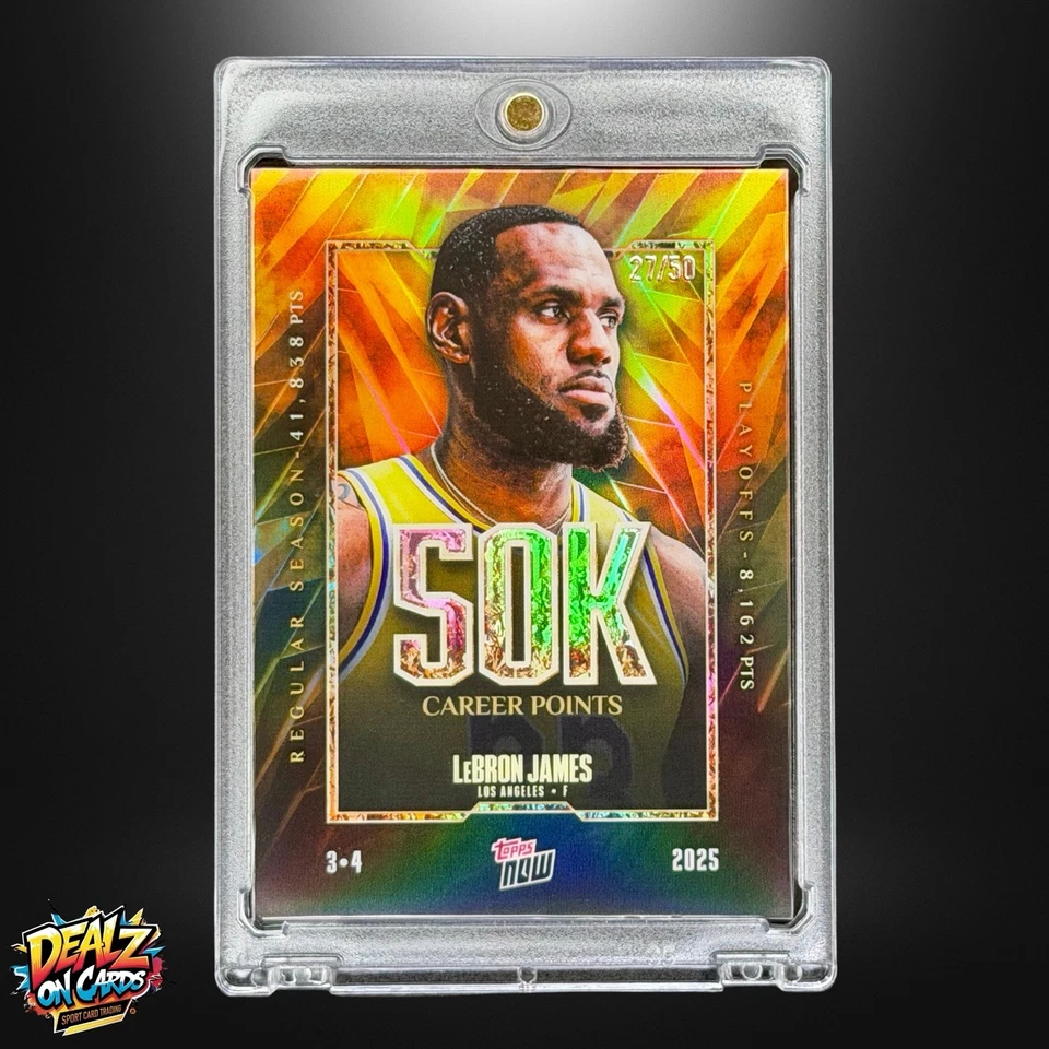 2025 Topps Now LeBron James 50k Points Gold Foil Prizm /50 Case Hit Super Rare! - Image 1 of 3