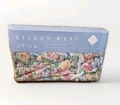 Sábana plana vintage Eileen West Utica tapiz victoriano One King 100 % algodón  Foto 1 de 4