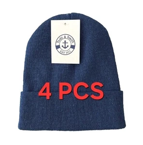 Gorros tejidos de pescador Yacht & Smith 4 piezas, azul marino, unisex para adultos, talla única - Imagen 1 de 6