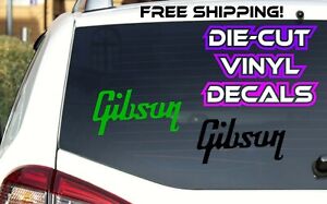 BLACK Gibson Vinyl Sticker Decal for car or truck windows, fridge, guitar case