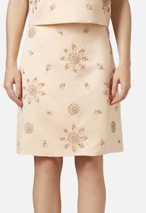 Topshop Embellished Satin Pencil Skirt Size UK 6 (US 2) Peach Color - Picture 1 of 8