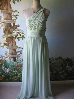 Vestido de Noche Donna Morgan Verde Pastel Un Hombro Acanalado Corpiño 6 Nuevo Foto 1 de 4