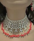Bollywood Indian Style Gold Plated Kundan Choker Necklace Bridal Jewelry Set Red