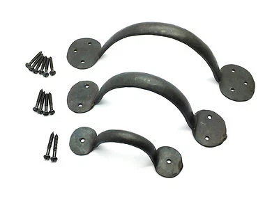Hand Forged Pull Handles Penny Cupboard Door Pull Handles 4" 6" 8" Forged Iron - Imagem 1 de 2