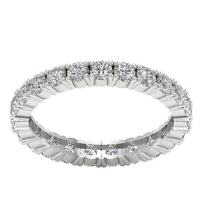 VS F 2.20 Carat Lab Grown Diamond 14K White Gold Eternity Wedding Ring Prong Set - Picture 1 of 6